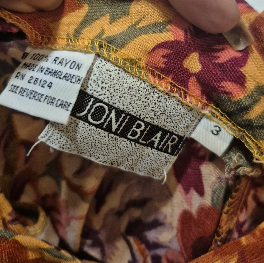 Joni Blair Dress Maxi Halter Button Down Vibrant Floral Vintage 3/S - Picture 2 of 5
